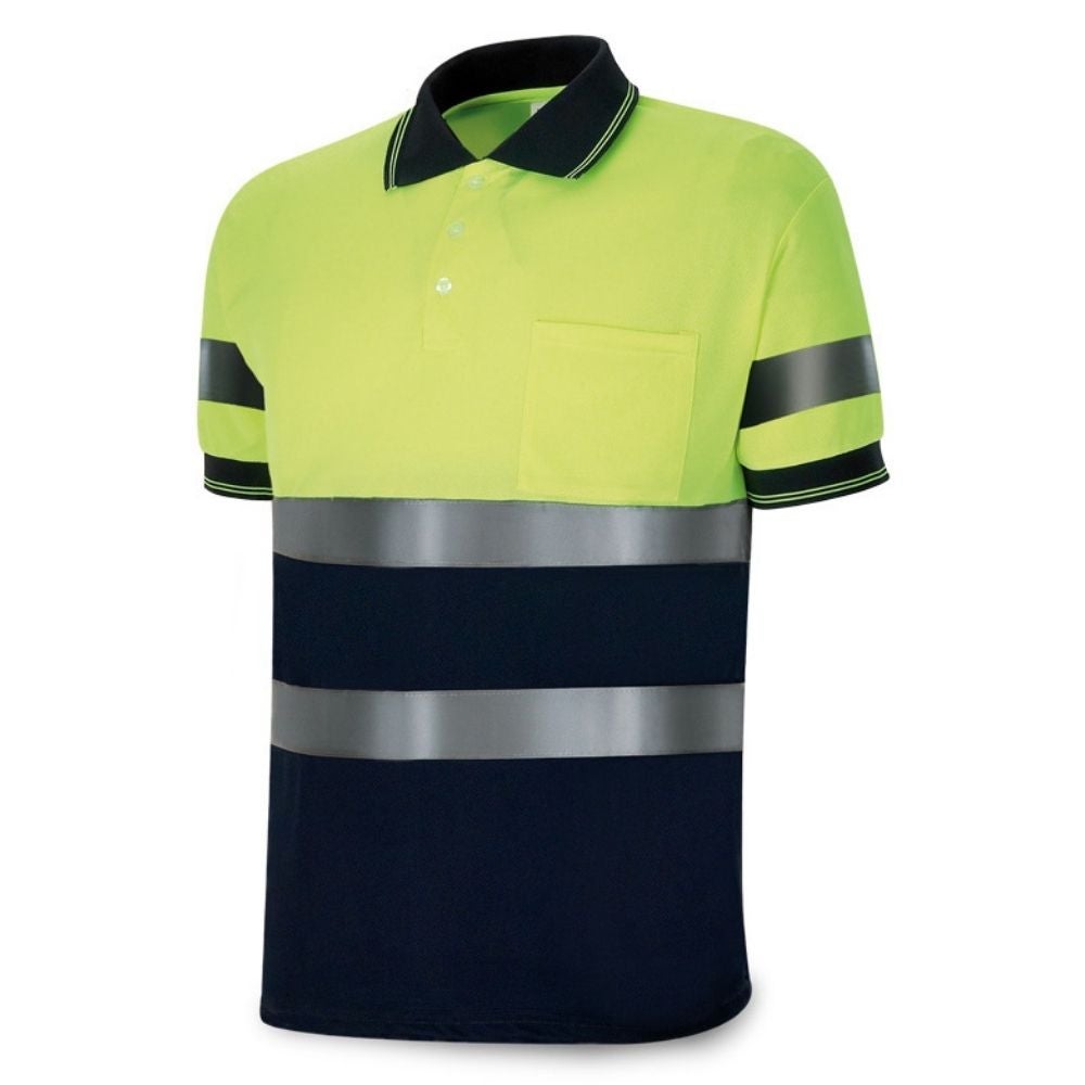 Polo alta visibilidad azul y amarillo Fluo