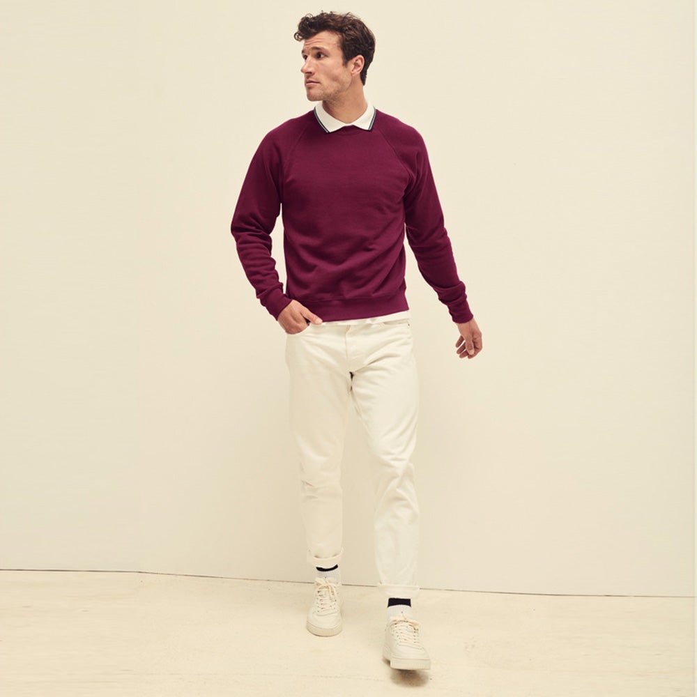 Sudadera Fruit of the Loom sin capucha manga raglán hombre