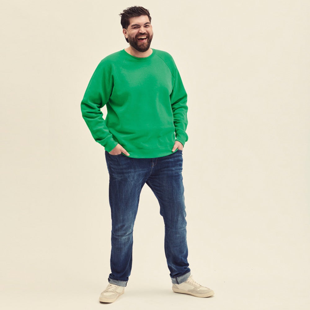Sudadera Ligera Fruit Of The Loom Para Hombres - Manga Raglán, Tejido Sin Cepillar, Cómoda Y Casual