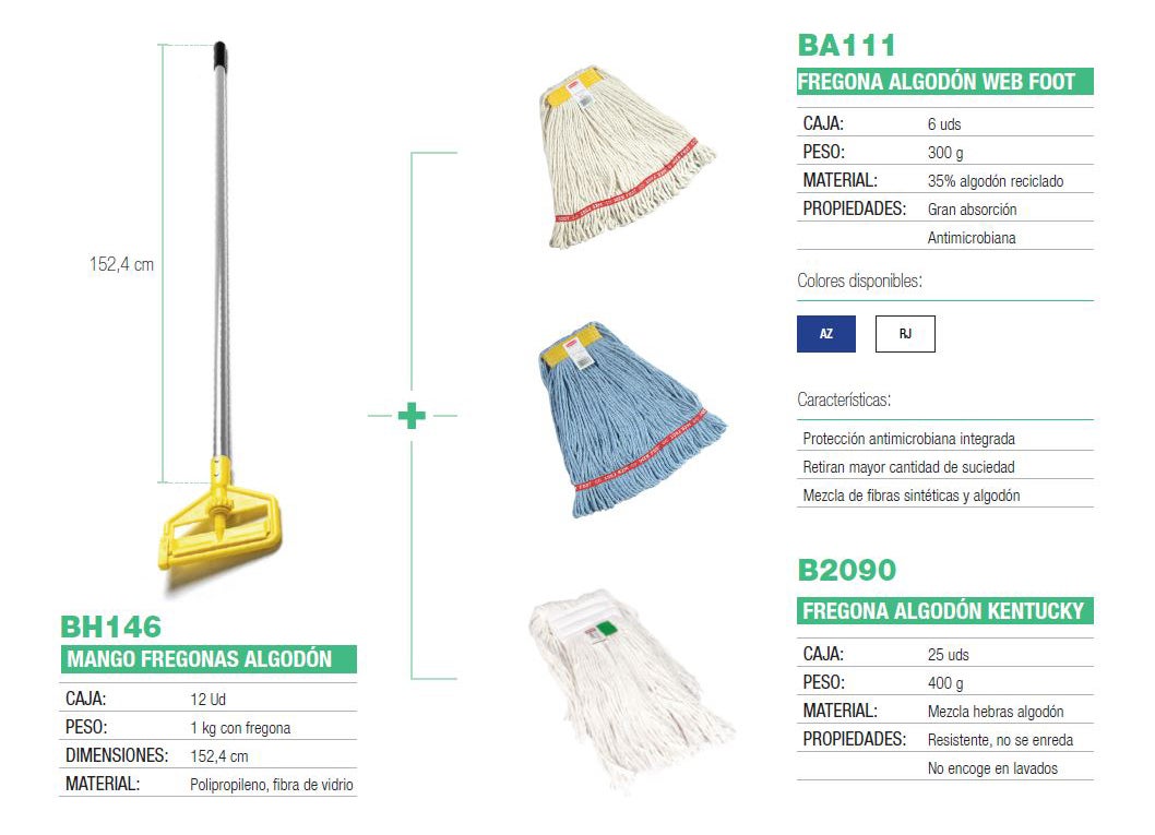 Kit mango Invader y fregonas algodón