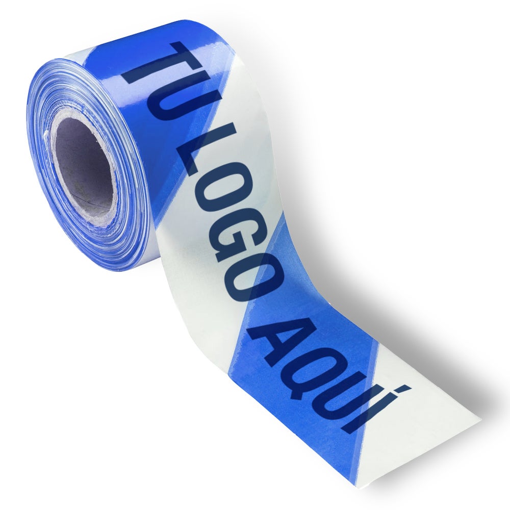 Cinta Balizamiento Personalizable 250 M Azul Y Blanco