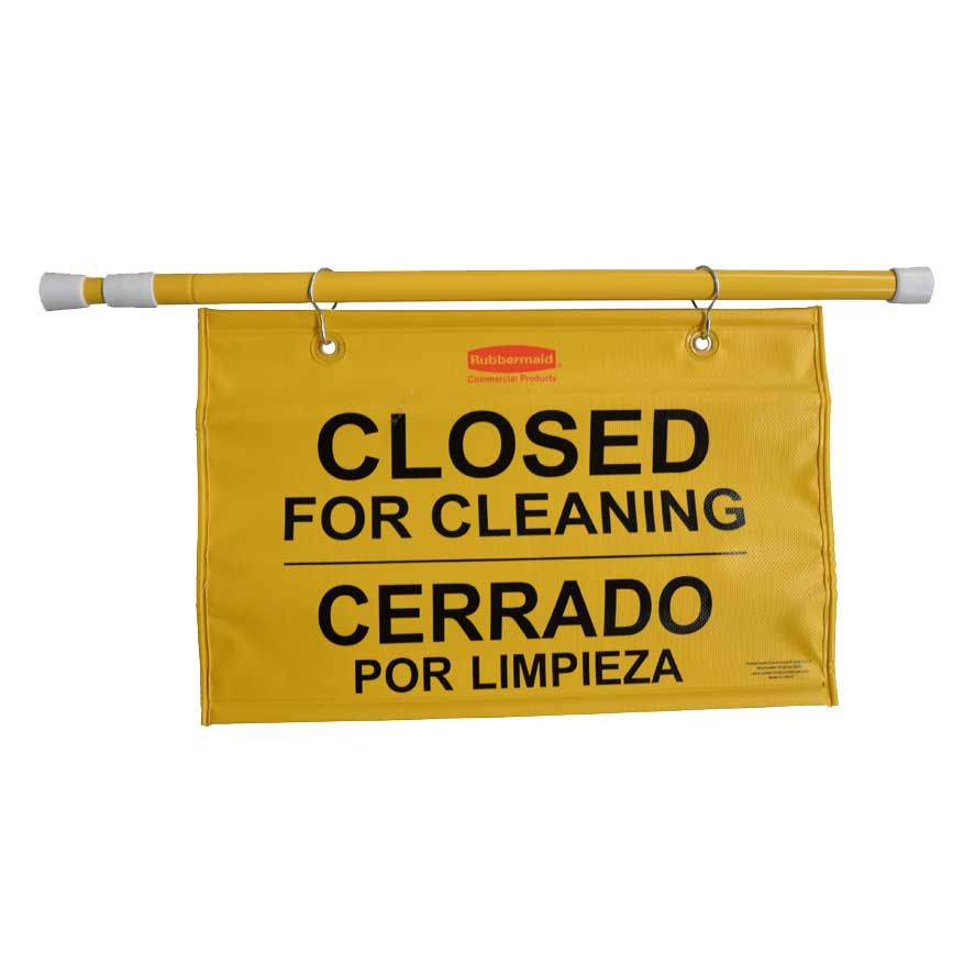 Cartel de seguridad colgante "Cerrado por limpieza"