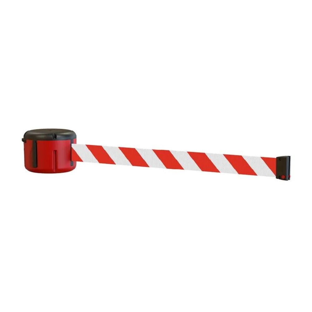 Cinta 10 m soporte a pared blanco y rojo