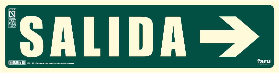 Señal Salida Derecha 10,5 X 40,5 Cm