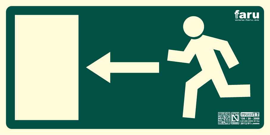 Señal Salida Puerta Izquierda 32 X 16 Cm