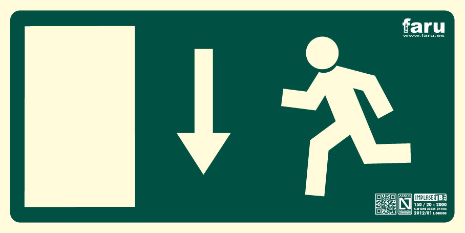 Señal Salida Puerta Abajo 32 X 16 Cm