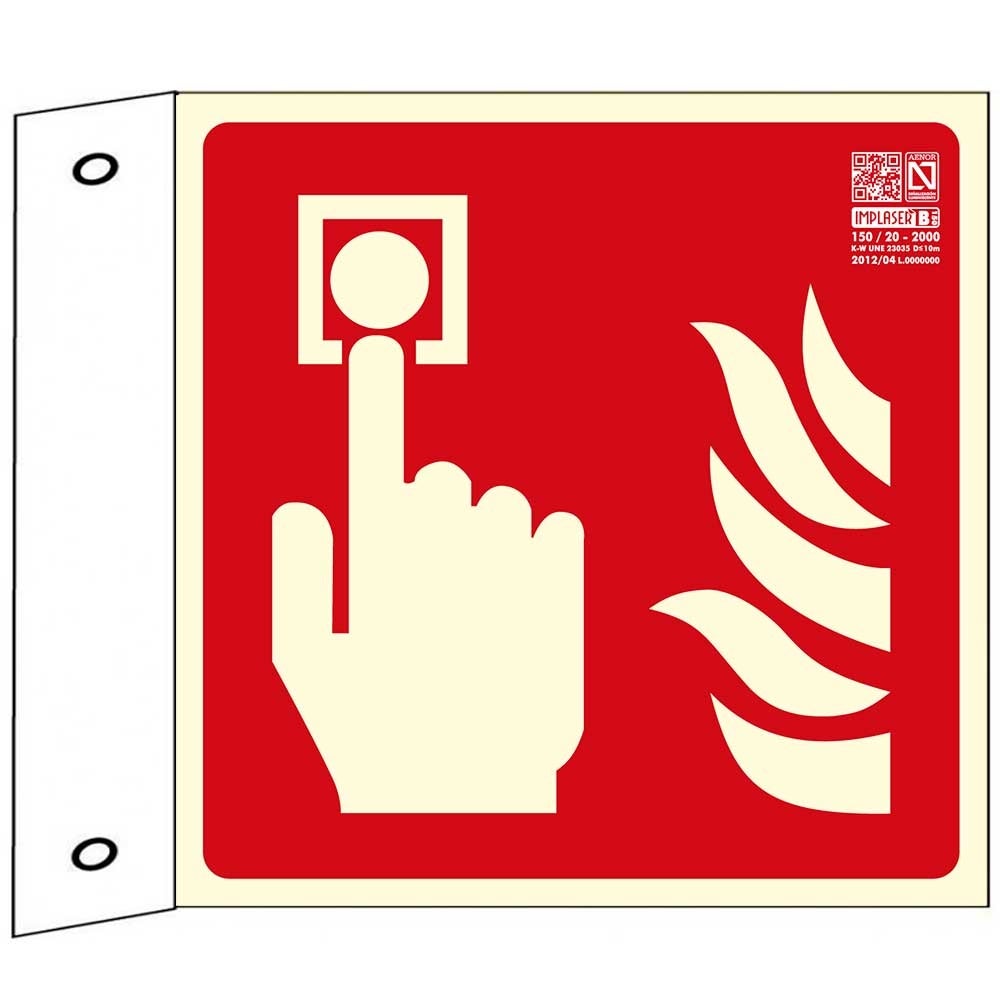 Señal Pulsador Alarma 42 X 42 Cm Banderola