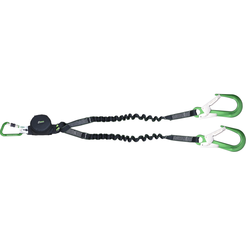 Anticaídas doble 1,5m absorbedor mini con ganchos alu Ø 60mm (FA 30 820 15)