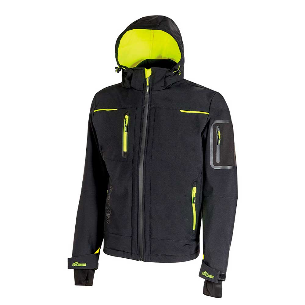 Chaqueta Soft Shell Space negro y lima