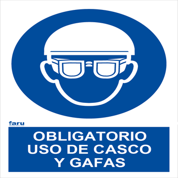 Señal Obligatorio Uso De Casco Y Gafas A3