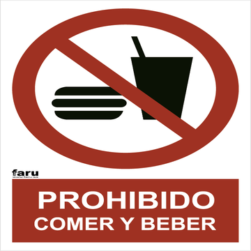 Señal Prohibido Comer Y Beber A4