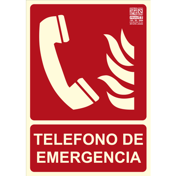 Señal Teléfono De Emergencia 29,7 X 21 Cm