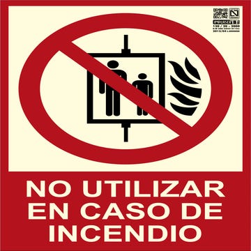 Señal No Usar En Casode  Incendio 29,7 X 21 Cm