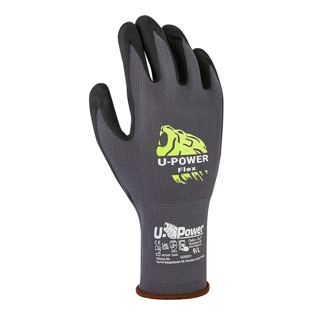 Guante U-Power Flex gris UG00001 (Pack de 12 pares)