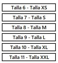 Guía de tallas guantes de protección